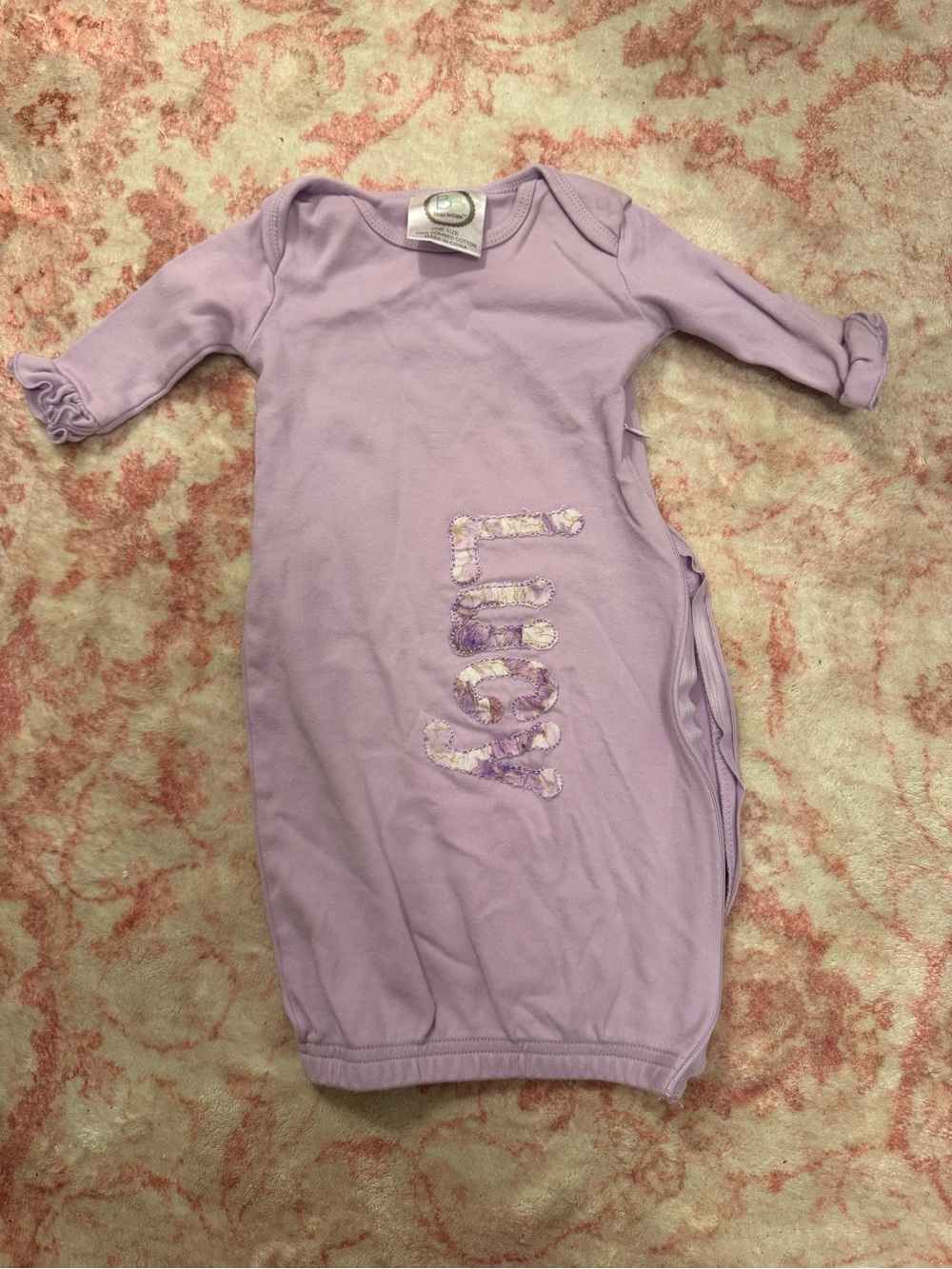 Lilac Baby Sleep Gown for Girls - Cozy Lavender Pajama - Newborn-3m